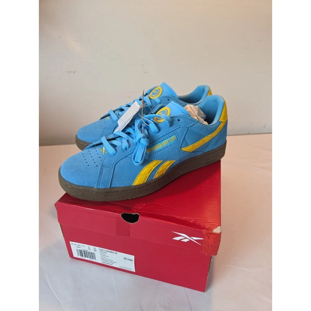 Reebok Club C Grounds UK Mens 10 Women 11.5 Blue Yellow Tennis Shoes 100228141